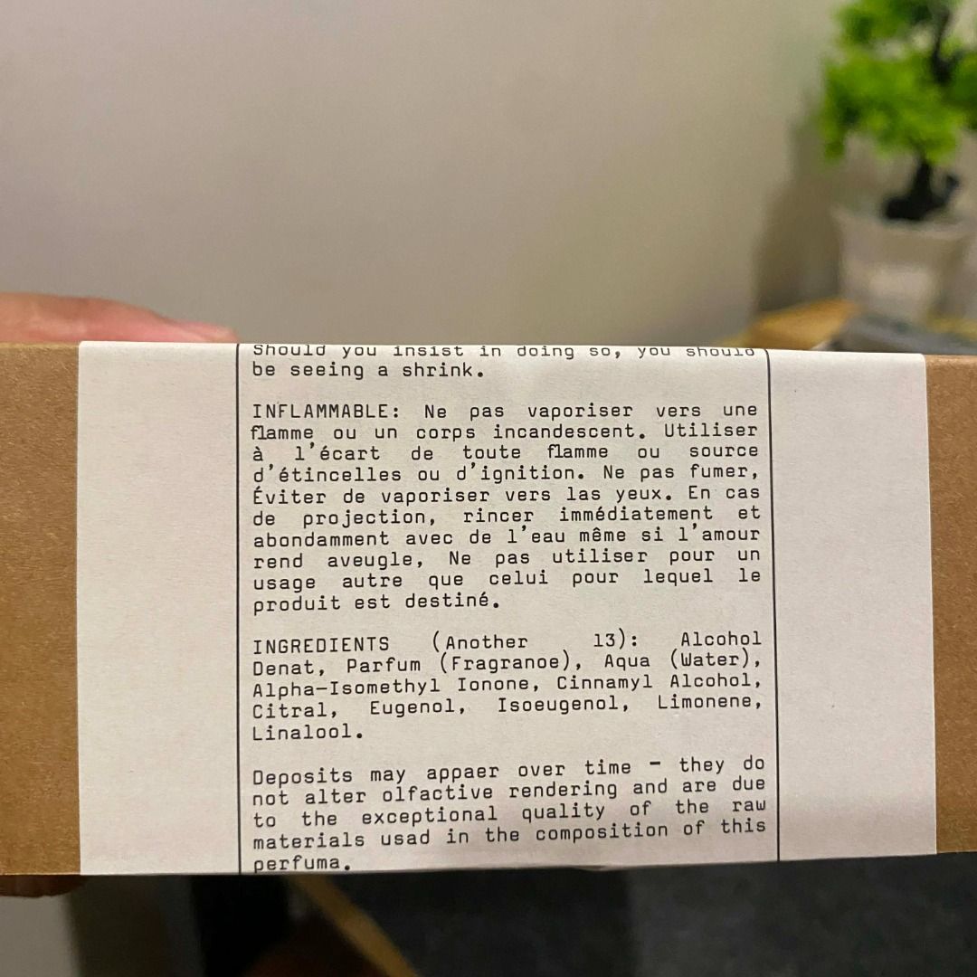 Le Labo Another 13 EDP 100ml unisex (Category: Fragrance & Deodorants) located in Antipolo. Submitted by bentakahitanoano (Listing ID 1413644878, Image 3). Description: Up for sale is a brand new, factory-sealed 100ml bottle of the cult-favorite Le Labo Another 13. Condition: 10/10 (Brand New, Sealed in Box) Size: 100ml / 3.4 fl. oz Scent Profile: Woody, musky, ethereal, and unisex..