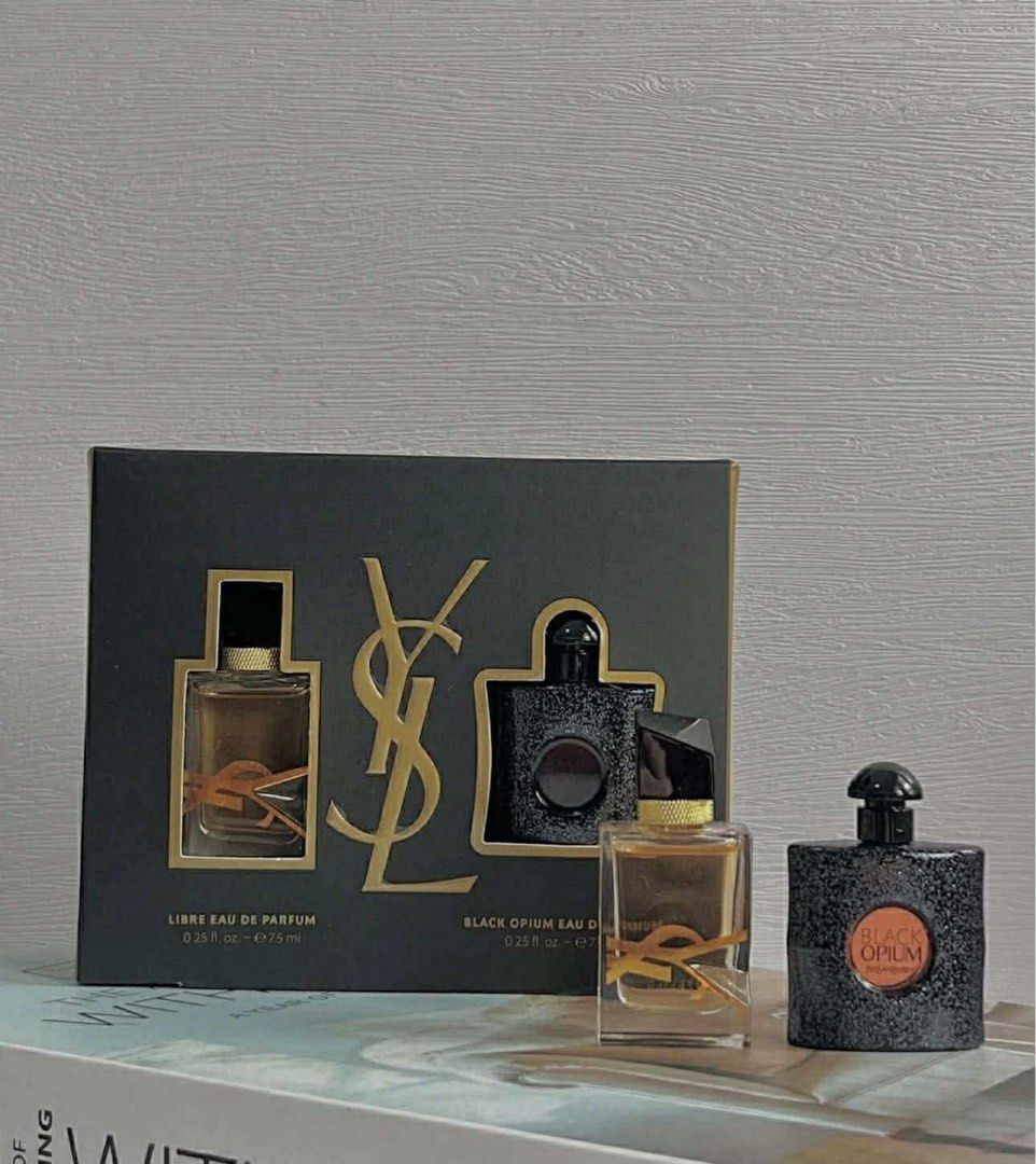 Mini YSL Libre and Opium set (Category: Fragrance & Deodorants) located in Manila. Submitted by celineeees (Listing ID 1413573681, Image 1). Description: both are 7.5 ml. try them out before buying the full bottle! smells suuuuuper good authentic mini luxury perfumes available! this one is onhand 💛 can do meetups in sm north/trinoma.