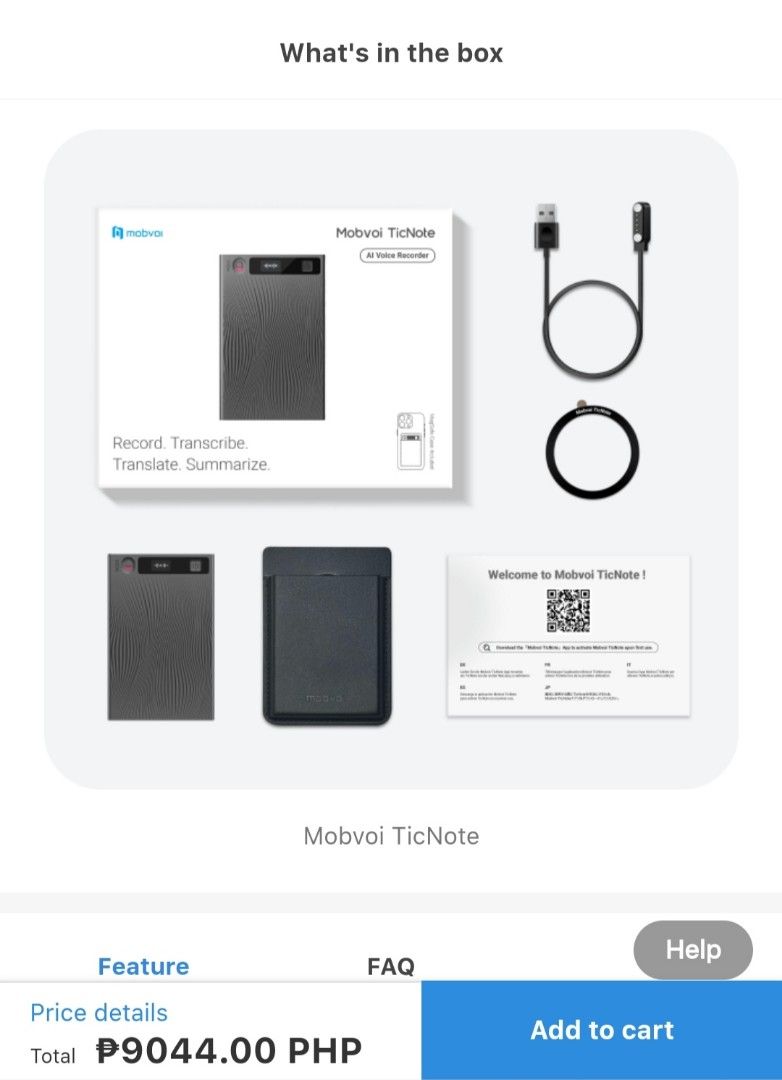Mobvoi TicNote (Category: Voice Recorders) located in Pasay City. Submitted by greyy_00 (Listing ID 1413517746, Image 3). Description: Mobvoi TicNote – World's First Agentic AI Voice Recorder. Mobvoi TicNote is an AI agent powered voice recorder – record, transcribe, summarize, and deep research with ease. Built for productivity and privacy..