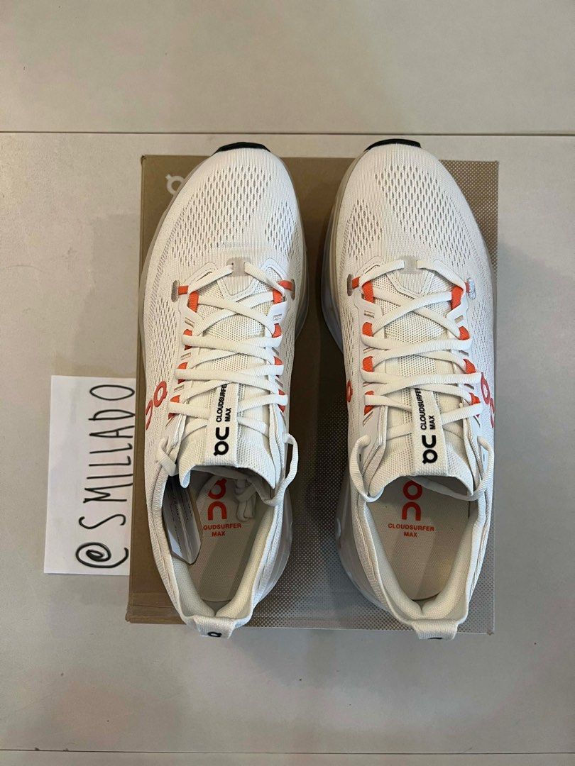 On Cloudmonster (Category: Sneakers) located in Las Pinas. Submitted by cath_mill (Listing ID 1413513502, Image 3). Description: On Running Cloudsurfer Max ‘Ivory / Salmon’ Size 12 P14000 Brand new Original Ships from Las Piñas Area .