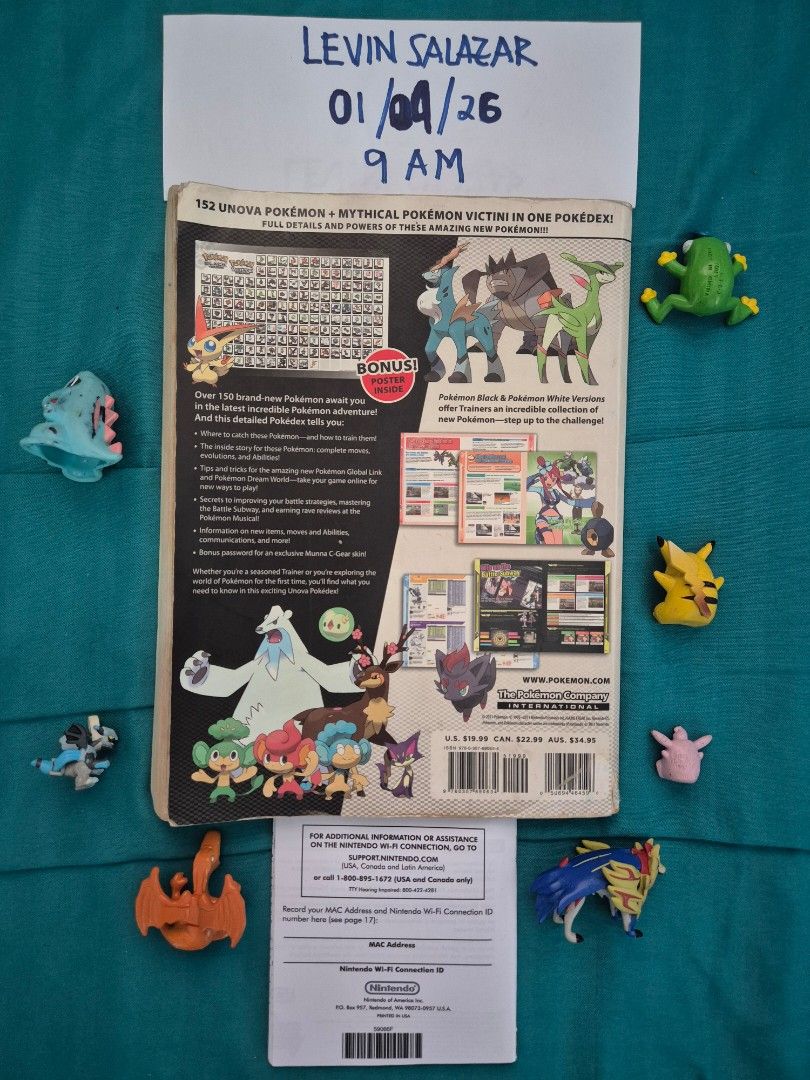 POKEMON BLACK/WHITE POKEDEX GUIDE BOOK 2 SET (Category: Children's Books) located in Guiguinto. Submitted by Levinthings (Listing ID 1413568484, Image 2). Description: For Sale: (as SET/BUNDLE) > Inclusions: - Nintendo Pokemon Black and White Official Unova Pokedex and Guide book Volume 2 - Nintendo DS Wifi Booklet - Pokemon figures > Price: 2400 > Condition: Well used > Location: Guiguinto, Bulacan > Payment: Gcash/Maya/Bank transfer > Deliver: 