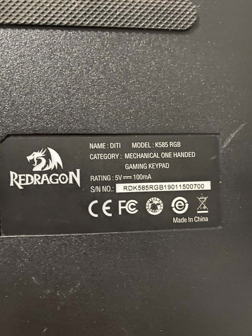 Redragon One Handed Mechanical Keyboard (Category: Computer Keyboard) located in Manila. Submitted by shaneicawat (Listing ID 1413529520, Image 2). Description: All keys still working wala lang cable. Dm for other questions Loc QC Zabarte.
