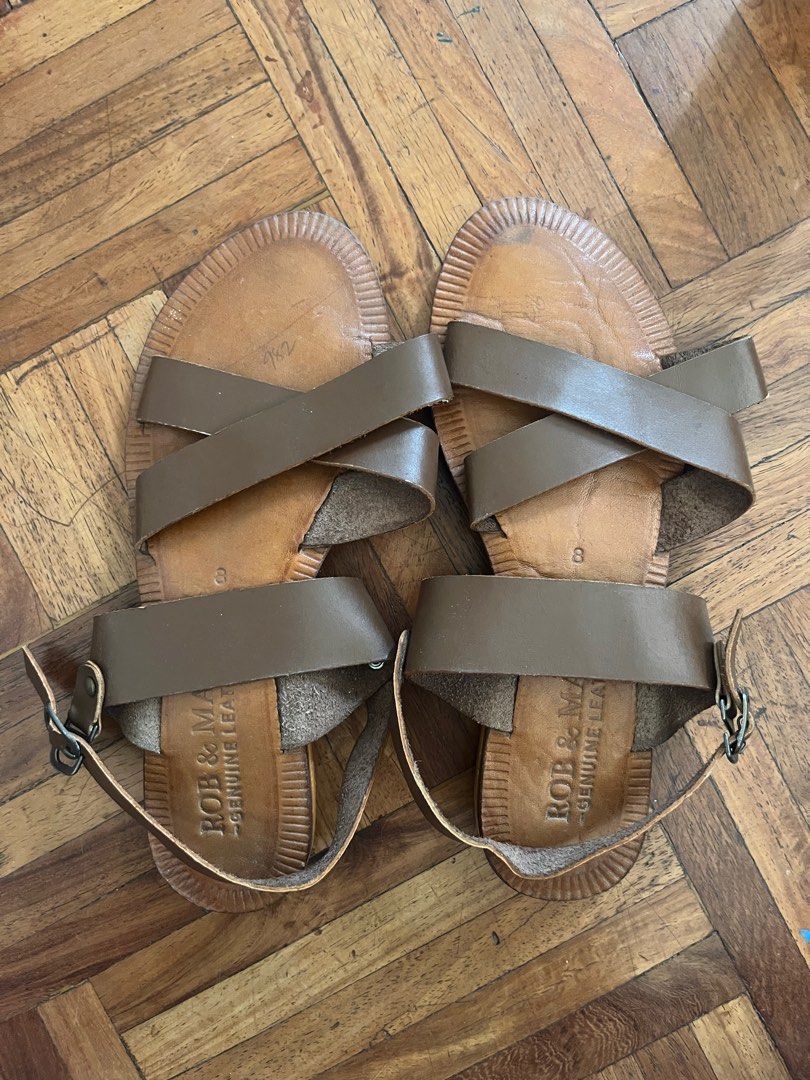 Rob & Mara Genuine Leather Sandals - Size 8 (Category: Flats & Sandals) located in Paranaque City. Submitted by superpeanut (Listing ID 1413498753, Image 1). Description: - Brand: Rob & Mara - Material: Genuine Leather - Color: Brown - Design: Strappy - Closure: Buckle - Size: 8 (9.5 inches) .