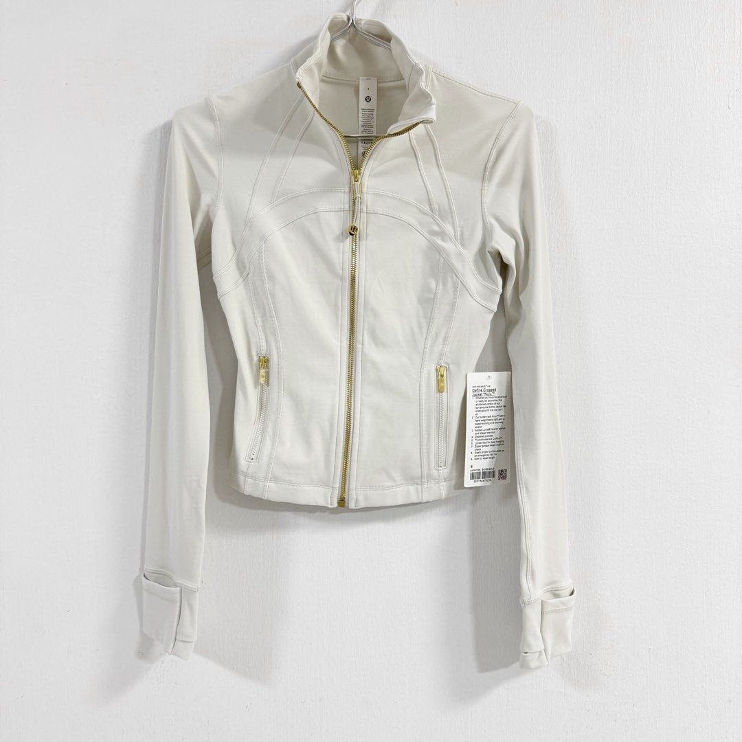 RRP: $228) Lululemon Cropped Define Jacket Light Ivory Bone with