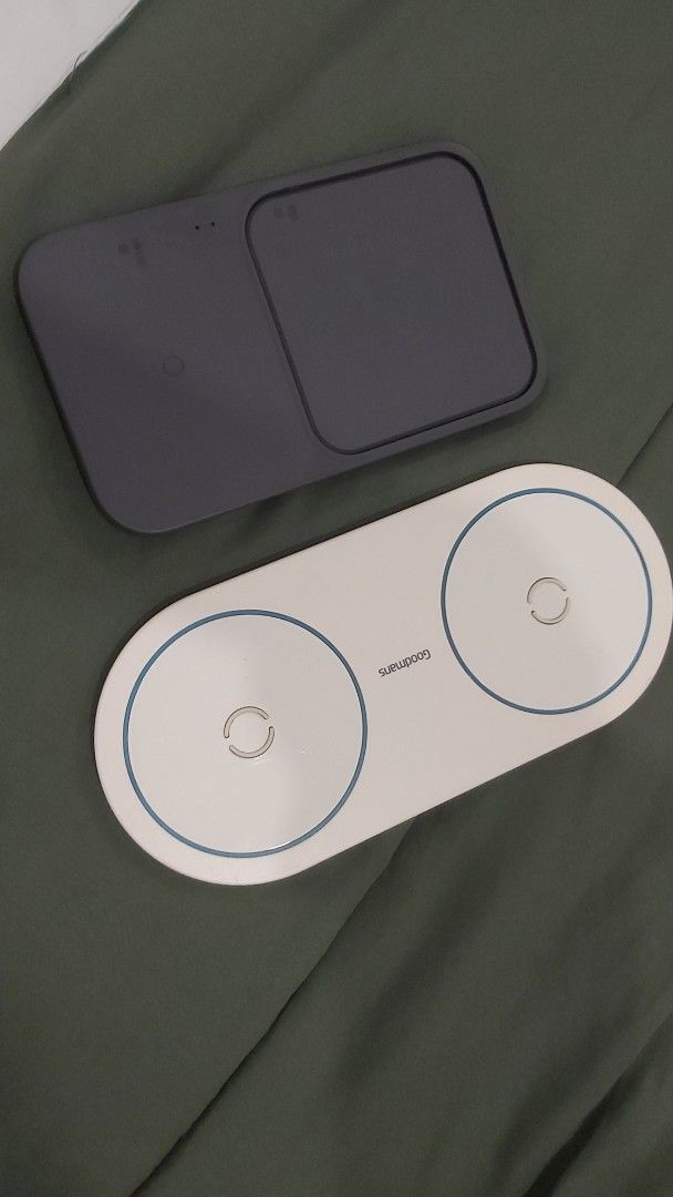 Samsung and Goodmans Wireless Charging Pads (Category: Chargers & Cables) located in Naga. Submitted by kenshin78 (Listing ID 1413566149, Image 1). Description: Samsung wireless charger and a Goodmans dual wireless charging pad. The Samsung charger is model EP-P5400. The Goodmans charger is model 364133. no cable included. .