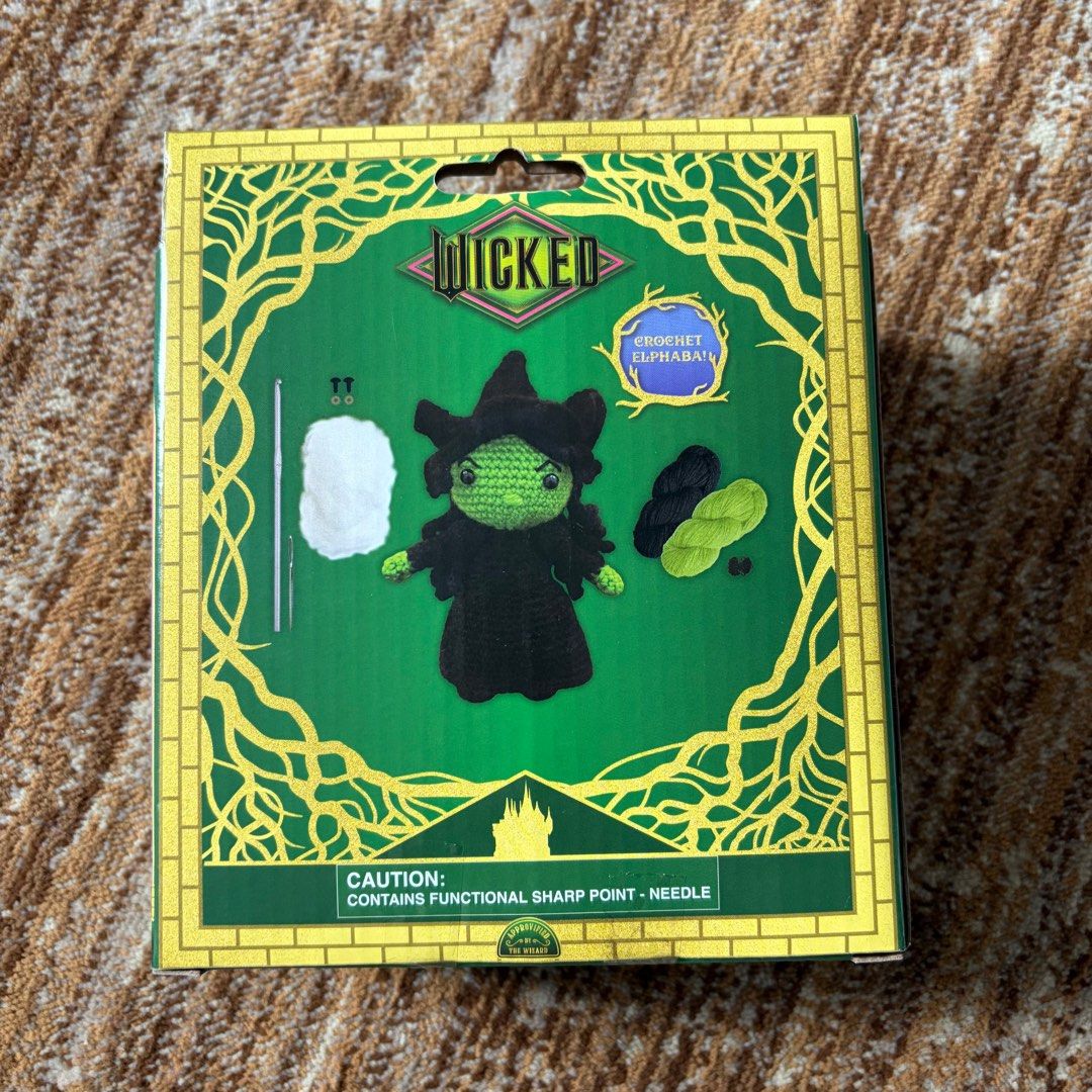 Wicked Elphaba Crochet Kit (Category: Handmade Craft) located in Quezon City. Submitted by gormbox (Listing ID 1413624517, Image 2). Description: Also available Glinda Crochet kit BUY BOTH FOR p2,000 Buy 1 for p1,200 - Crochet your own Elphaba from Wicked! - Kit includes: yarn, crochet hook, plastic needle, and detailed instructions. - Features the iconic Elphaba design. - Perfect for fans of Wicked and crafting enthusiasts. - Suitable for ages 6
