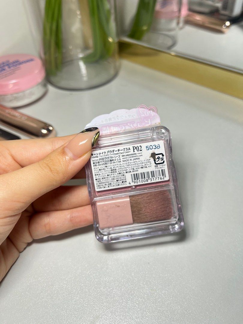Authentic 🇯🇵 Canmake Powder Cheeks Blush P02 (Category: Makeup) located in Quezon City. Submitted by bananaicecreamgg (Listing ID 1413726329, Image 2). Description: Used 4x and thats it. Bought in Japan - Canmake Powder Cheeks blush in shade P02 - Features a dual-tone design - Light pink blush and a darker contour shade - Comes with a small brush applicator - Brand new, in original packaging.