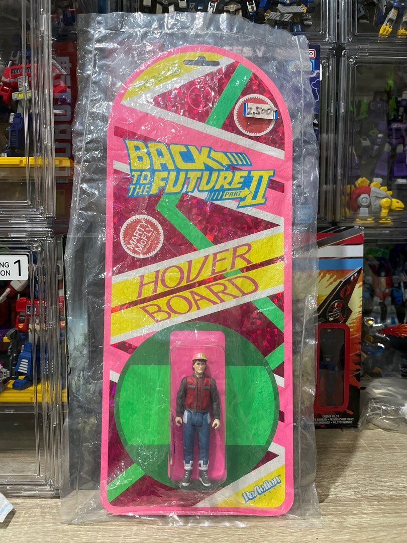 Back to the Future II Hover Board Figure Marty Mcfly (Category: Action & Battle Toys) located in Bacoor. Submitted by illbimbo (Listing ID 1413679423, Image 1). Description: This is a Super7 2020 SDCC exclusive Back to the Future Part II ReAction Figure of Marty McFly with a hoverboard. The figure is part of the ReAction Figures line, designed in the iconic 3¾-inch retro action figure style. It was released as a San Diego Comic-Con (SDCC) exclusi