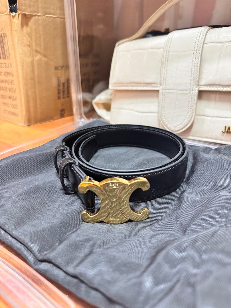 Celine Triomphe Belt (Category: Luxury Accessories) located in Paranaque City. Submitted by rikkkaaa (Listing ID 1413695906, Image 2). Description: - Authentic Celine Triomphe belt - Includes Celine dust bag and box - Bought in Paris May 2024 - Used less than 5x (not a belt person, impulse buy) - SRP: 41,500 - slightly nego.