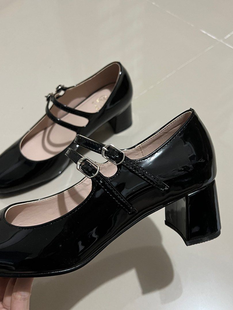 Ember Co. Black Mary Jane Heels Size 7 Adjustable Straps (Category: Heels) located in Antipolo. Submitted by chi._.declutters (Listing ID 1413832033, Image 2). Description: RFS: need funds/ Overruns / prototype before official product release Original Price: 1,350 - Ember Co. Mary Jane heels - Size 7 - Double strap with buckle closures - Block heel - Patent leather material.