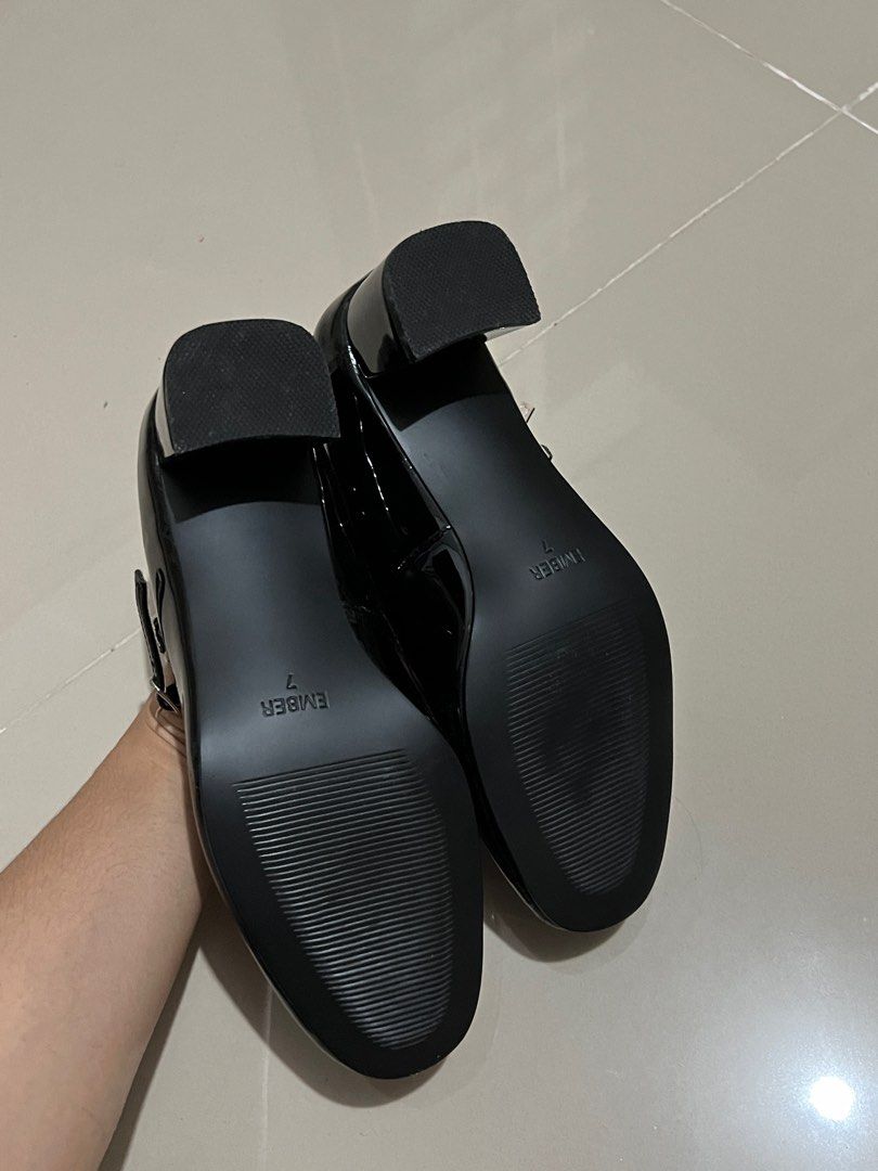 Ember Co. Black Mary Jane Heels Size 7 Adjustable Straps (Category: Heels) located in Antipolo. Submitted by chi._.declutters (Listing ID 1413832033, Image 3). Description: RFS: need funds/ Overruns / prototype before official product release Original Price: 1,350 - Ember Co. Mary Jane heels - Size 7 - Double strap with buckle closures - Block heel - Patent leather material.