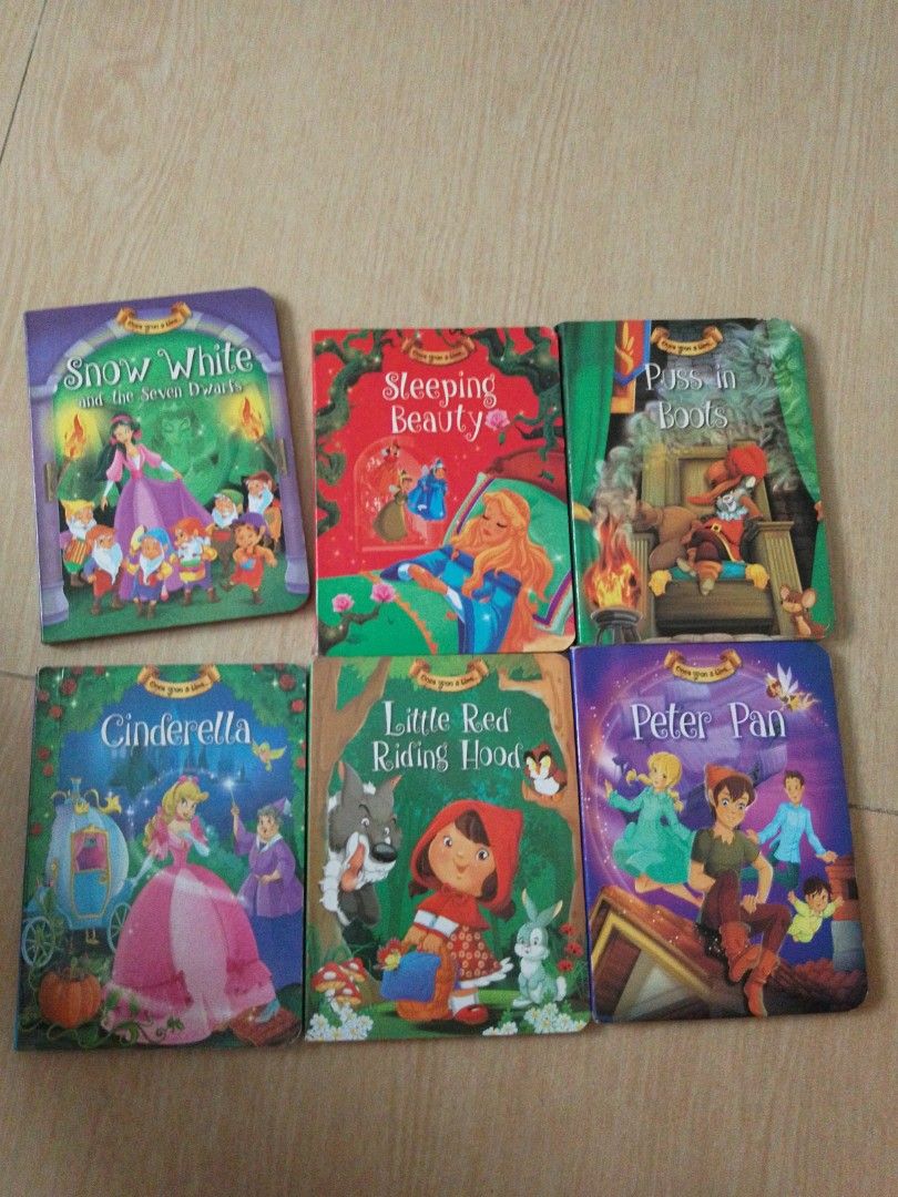 Fairytale Story Books Set (Category: Children's Books) located in Mandaluyong City. Submitted by shopnstyle_online (Listing ID 1413679723, Image 1). Description: Php160 take all - Six classic fairytale storybooks included - Titles: Snow White, Sleeping Beauty, Puss in Boots, Cinderella, Little Red Riding Hood, and Peter Pan - Features colorful illustrations - Ideal for young readers - Perfect for bedtime stories or early reading practice.
