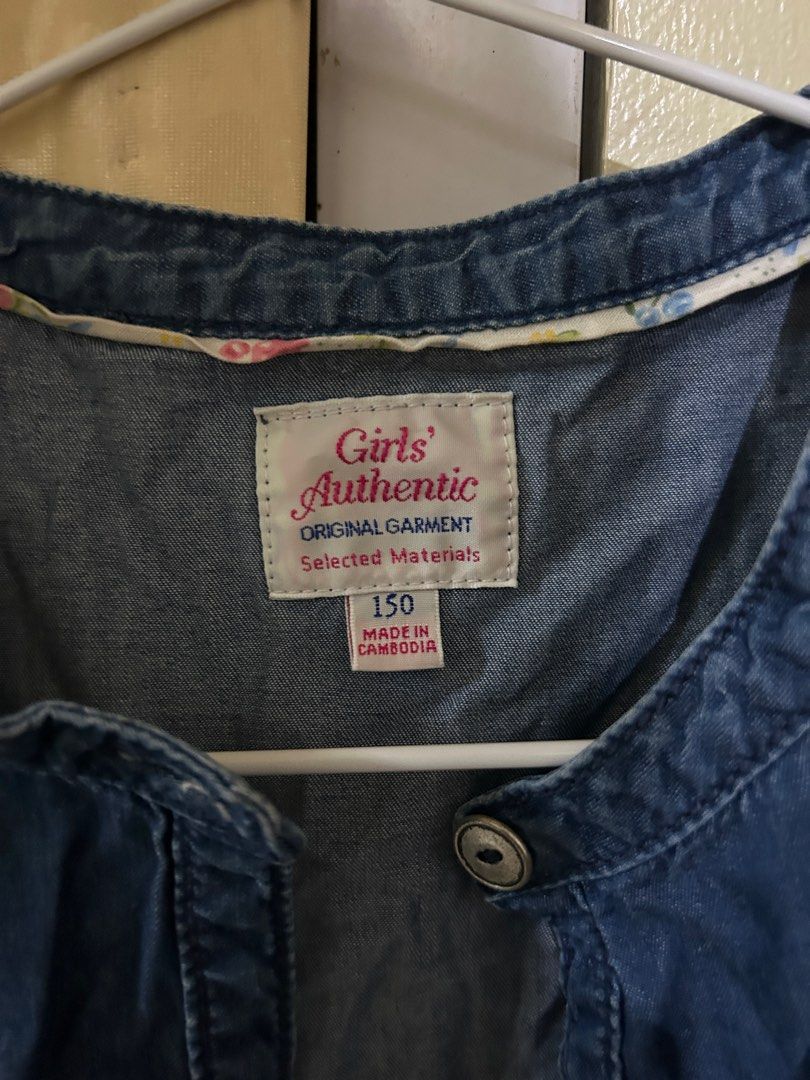Girls' Authentic Denim Dress - Size 150 (Category: Babies & Kids Fashion) located in San Carlos. Submitted by kyennn (Listing ID 1413819921, Image 2). Description: - Girls' Authentic denim dress - Size 150 - Dark blue color - Button-down front - Short sleeves - Two front pockets - Collar - Made in Cambodia.