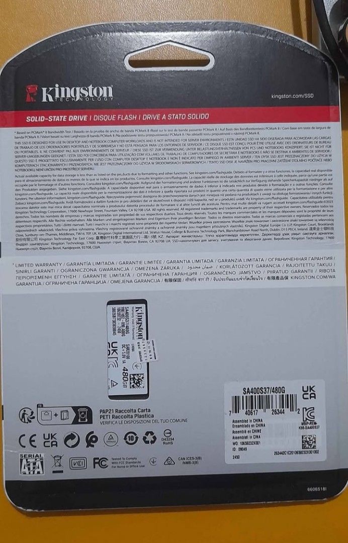 Hardisk 480gb BNEW (Category: Hard Disks & Thumbdrives) located in Mandaluyong City. Submitted by .prelovedbymitch (Listing ID 1413655016, Image 3). Description: sealed original kingston.