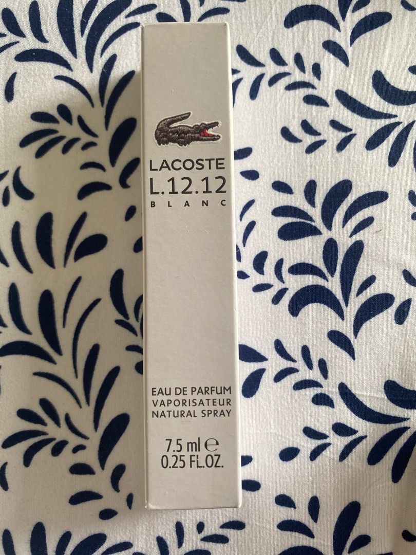 Lacoste L.12.12 Blanc Eau de Parfum 7.5ml (Category: Fragrance & Deodorants) located in Manila. Submitted by peacd (Listing ID 1413687145, Image 1). Description: - Lacoste L.12.12 Blanc Eau de Parfum - 7.5ml bottle - Natural spray - Comes with original box - Perfect for travel or to try the scent.