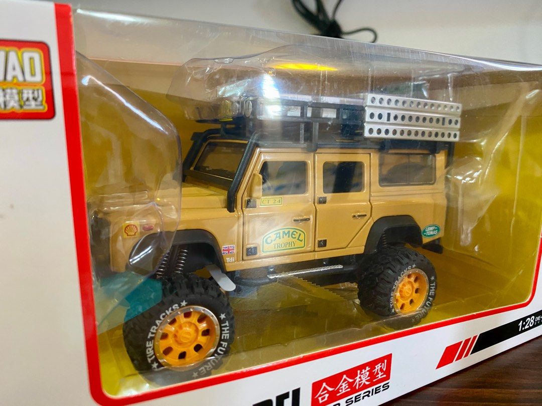 Land Rover Defender 1:28 Die Cast (Category: Vehicle & Diecast Models) located in Paranaque City. Submitted by evo_s (Listing ID 1413721453, Image 2). Description: Brand New and Never taken out of the box. Land Rover Defender diecast model - Scale: 1:28 - Detailed exterior - Opening doors - Working lights - Includes roof rack - Features Camel Trophy branding - Suitable for ages 3 and up For pick up at BF Homes Paranaque or Shangri-la BGC.