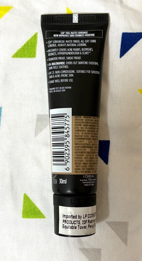 Loreal Infallible 32H Matte Foundation (Category: Makeup) located in Quezon City. Submitted by pink_lantern2 (Listing ID 1413683769, Image 2). Description: Rfs: shade is too dark for me. Only used once. Original price is P849. Bought last Nov only. L'Oreal Infallible 32H Matte Cover Foundation in shade 125 Warm Undertone.