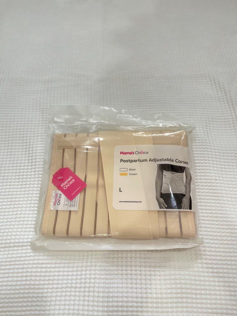 Mama's Choice Postpartum Adjustable Corset or Binder - Cream (Category: Maternity Care) located in Marikina City. Submitted by chineelaz (Listing ID 1413678102, Image 1). Description: - Mama's Choice Postpartum Adjustable Corset - Cream color, Size L - Brand new, in original packaging - Designed for postpartum support - Sealed Shipping paid by buyer via J&T or pick up. MOP: Gcash, Metrobank, BDO.