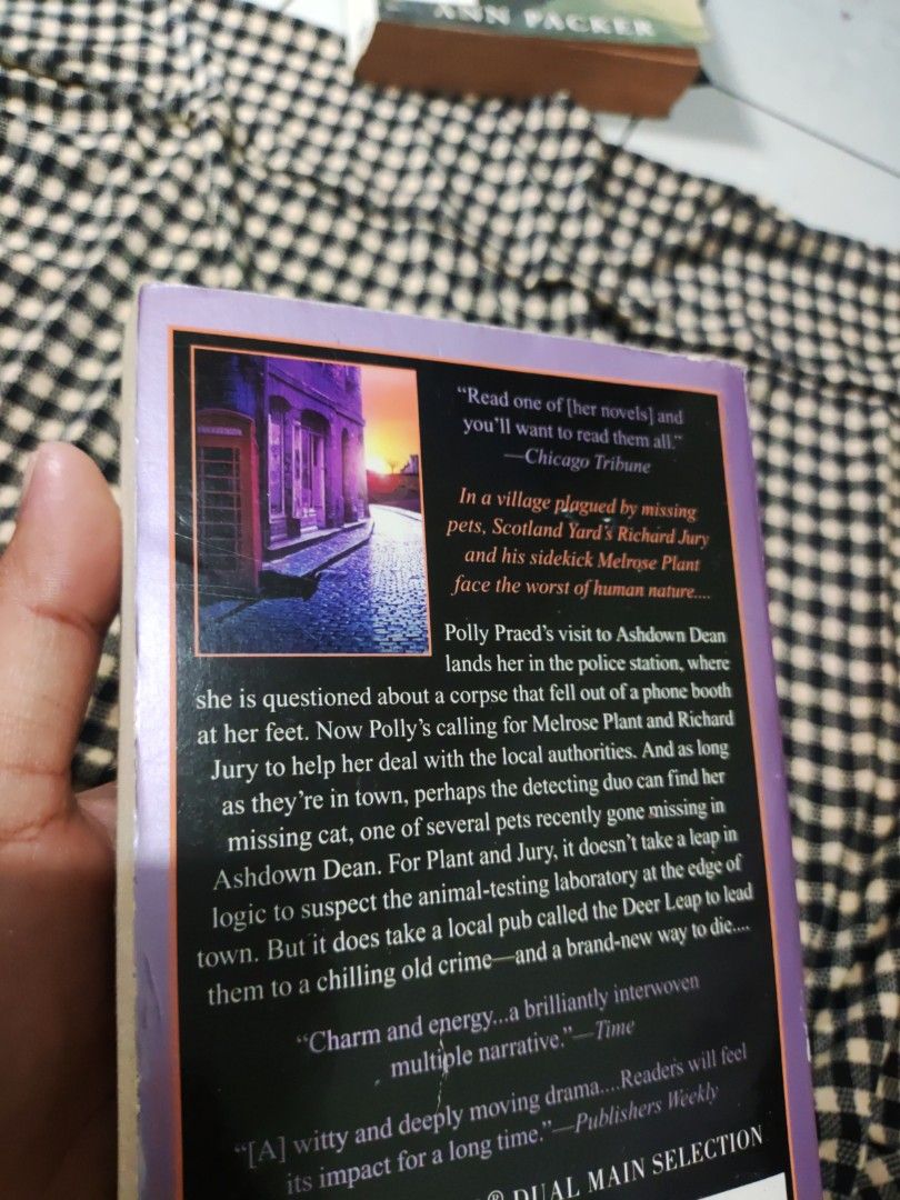 Martha Grimes The Deer Leap Novel (Category: Storybooks) located in Pasay City. Submitted by mitsy42795 (Listing ID 1413830079, Image 2). Description: RFS Decluttering ✨ open for nego - "The Deer Leap" by Martha Grimes - Richard Jury novel - Clean and readable pages - Features a purple and black cover design - Includes a brief synopsis on the back.