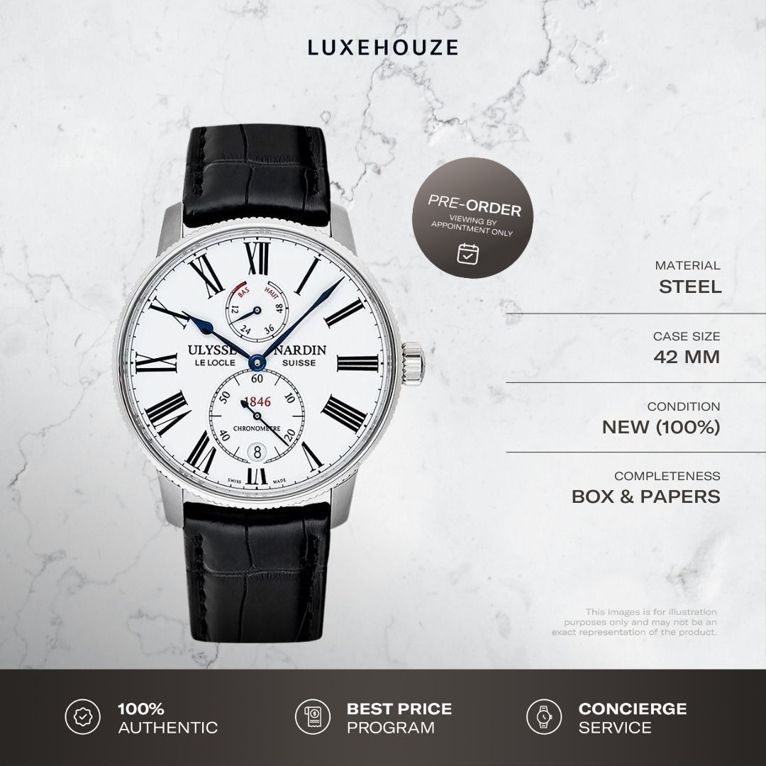 New Dec 2025 Ulysse Nardin Marine Torpilleur 1183-310/40 White (Category: Watches) located in Singapore. Submitted by luxehouze (Listing ID 1412793247, Image 2). Description: READY FOR EXTRA DEALS? Join our Community for special offers and latest arrivals! //bit.ly/LHWatchesSG Luxehouze is your trusted marketplace to buy and sell luxury goods. Luxehouze SG Pte Ltd is a licensed luxury goods marketplace and regulated dealer. WHY US? 100% Authentic