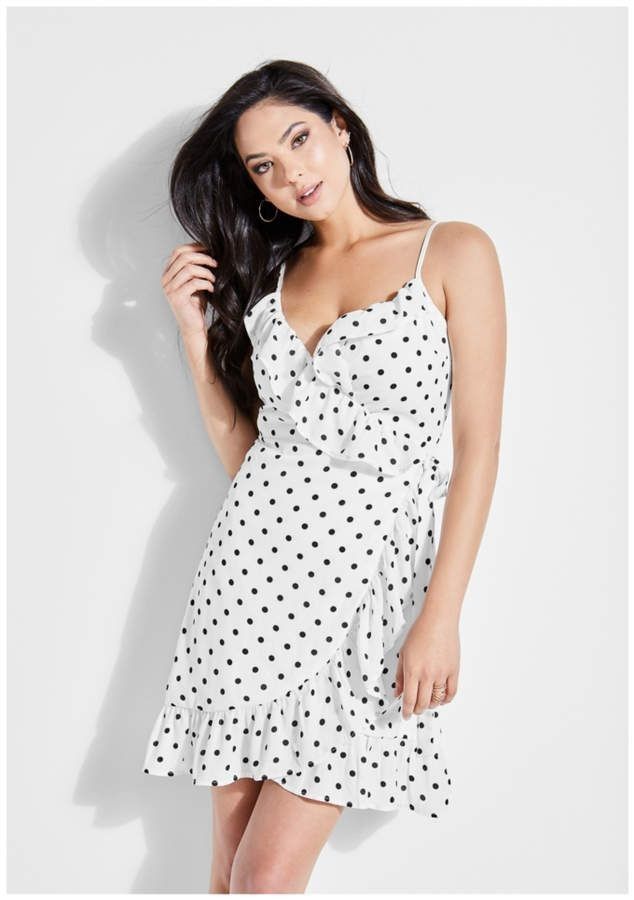 H&M Divided White Polka Dot Mini Dress (Category: Dresses) located in Las Pinas. Submitted by decluttering.taurus (Listing ID 1412086556, Image 2). Description: LAST PRICE POSTED! Brand: H&M Divided Size: EUR 38 / US 8 Color: White with black polka dots Spaghetti straps Ruffle detail at neckline Elastic waist Flowy mini length Lightweight fabric Gently used, in good condition (see photos) Model for reference only 📦 RFS: Decluttering 💳 Payment: 