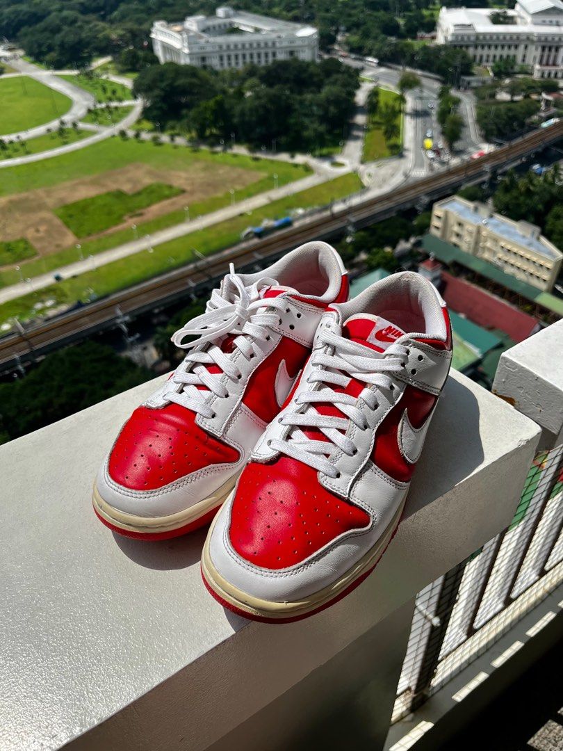 Nike Dunk Low Championship Red (Category: Sneakers) located in Manila. Submitted by pbs30 (Listing ID 1413697590, Image 2). Description: Nike Dunk Low “Championship Red” ❤️ (DD1391-600) STEAL Price at ₱1,300 only! RFS: Decluttering personal pairs & no OG box Additional Details: - 10 US - 2021 Release - 8.5/10 – Good condition - Natural Yellowing & Fixed minor sockliner tear - W/ Replacement Box 100% legit — no fakes, no swaps A true staple from N