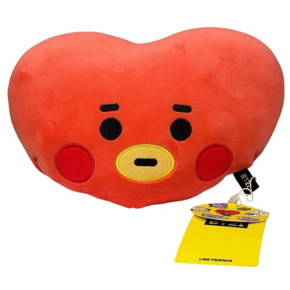 Official BT21 Tata Plush Pillow (Category: Plushies & Soft Toys) located in Quezon City. Submitted by chuunic (Listing ID 1413675812, Image 1). Description: - BT21 Tata plush pillow - Heart-shaped design - Red body with black eyes and yellow mouth - Features red cheeks - Includes Line Friends tag - Soft and cuddly - Ideal for BT21 fans.