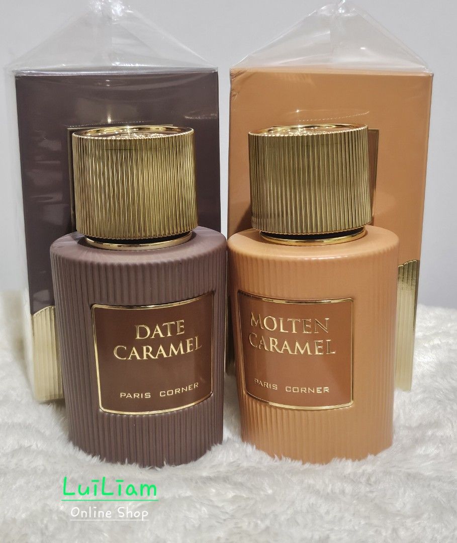 Paris Corner Date Caramel & Molten Caramel Perfume (Category: Fragrance & Deodorants) located in Marikina City. Submitted by luiliam (Listing ID 1413767282, Image 1). Description: Paris Corner Perfumes *Date Caramel *Molten Caramel 100ml, Eau de Parfum - Date Caramel: Dates, Caramel, Coffee - Molten Caramel: Caramel, White Chocolate, Sugar For Women & Men Approximately 7-hour Longevity Authentic/Original -Gourmand Scents -Made in UAE *Tested 1-2 