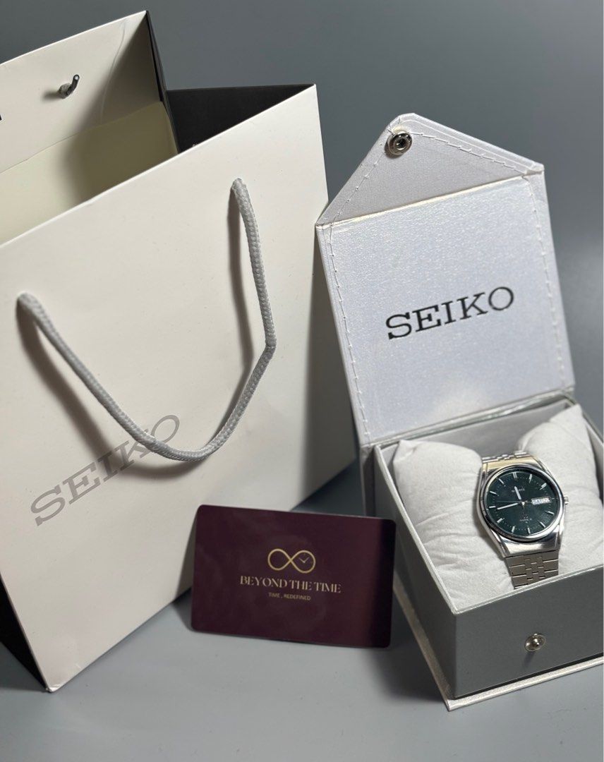 Seiko Quartz Type II Watch (Category: Men's Watches) located in Caloocan City. Submitted by _alennchan (Listing ID 1413776815, Image 3). Description: RARE SEIKO TYPE II PINE GREEN 1977 Seiko Type || Quartz “Pine Green” [Ref: 7546-8080] Quartz Movement Kanji Day/Date Display (JDM Case size: 38mm Stainless Steel Bracelet Bracelet Type: Glide Lock - 9+ inches adjustable clasp 10,000 negotiable.