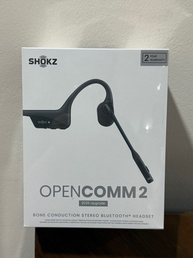 Shokz OpenComm 2 Bone Conduction Headset (Category: Headphones & Headsets) located in Quezon City. Submitted by aannnnaa1 (Listing ID 1413748433, Image 1). Description: Shokz OpenComm 2 Bone Conduction Headset Sealed, brand new Open-ear design for all-day comfort Noise-canceling boom microphone Easy controls with multi-function and mute buttons Bluetooth connectivity Comes with Beyond the Box paper bag SRP 9,490php .