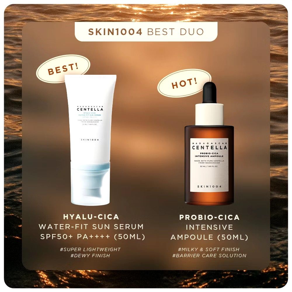 SKIN1004 Madagascar Centella Glow 1004 Duo (Category: Face Care) located in Quezon City. Submitted by cssybrgn_ (Listing ID 1413848472, Image 1). Description: BRAND NEW AND SEALED‼️ (1 pc. available) FIXED PRICE, NO HAGGLING Ampoule and Sun Serum combo Inclusions: - 50 ml Probio-Cica Intensive Ampoule - 50 ml Hyalu-Cica Water-Fit Sun Serum Check my listings if you want to buy them separately..