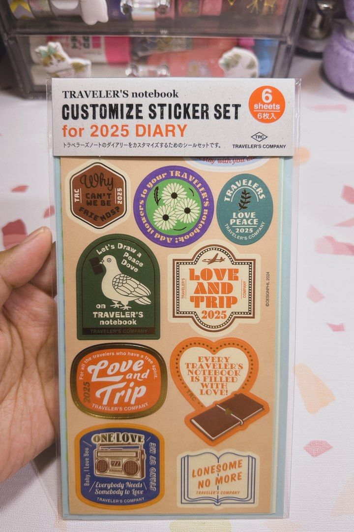Traveler's Notebook Customize Sticker Set for 2025 Diary (Category: Stationery & School Supplies) located in Marikina City. Submitted by alwaysinjapan (Listing ID 1413654036, Image 1). Description: Love and Trip 2025 Diary Gcash J&T.