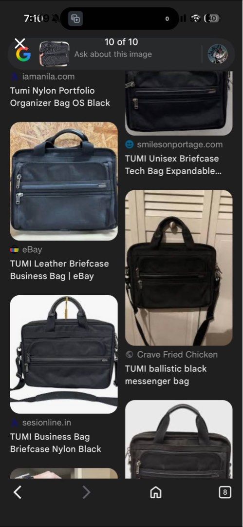 TUMI Nylon ballistic bag (Category: Briefcases) located in Manila. Submitted by calangichr11225 (Listing ID 1413759654, Image 2). Description: TUMI Nylon ballistic bag ₱3995 Excellent condition May dumi lang sa strap Pm for details.