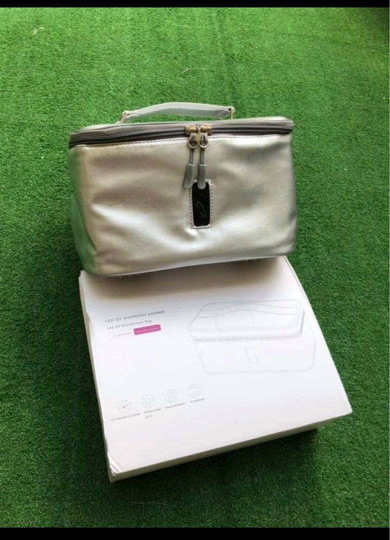 UV bag for disinfecting makeup, keys, etc. (Category: Tote Bags) located in Quezon City. Submitted by baligen (Listing ID 1413852105, Image 1). Description: Sterilize your phone, keys, wallet, bills, make up, etc. 12 UV bulbs USB charger. SF c/o buyer, PM for inquiries Locn Proj2 QC.