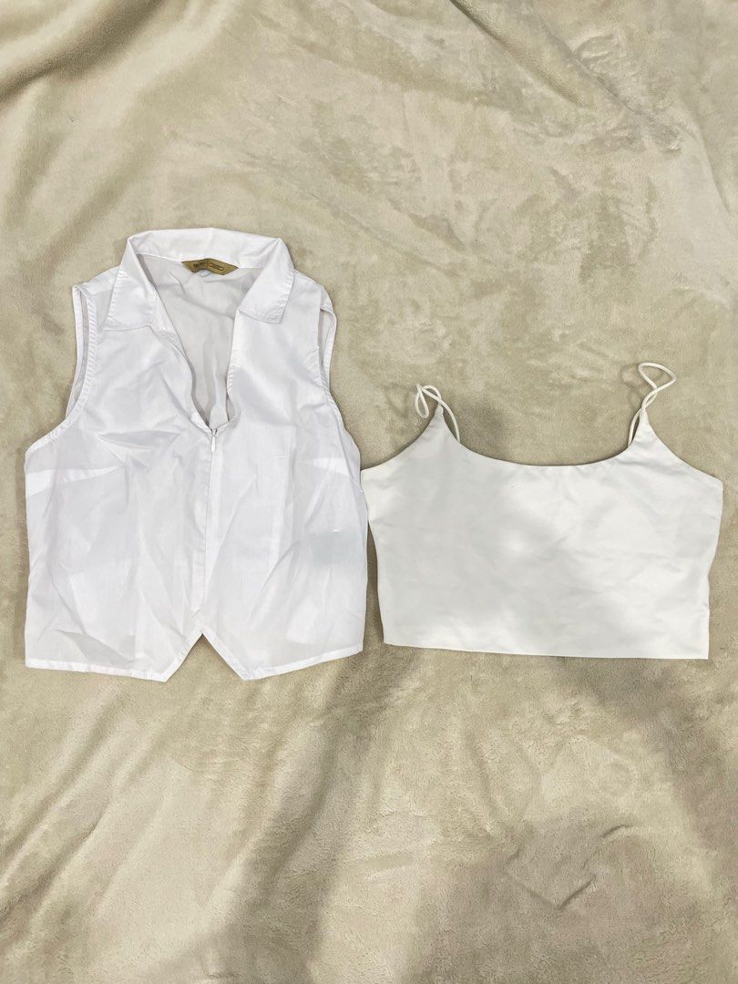 White Vest Top and Crop Top Set (Category: Sleeveless) located in Manila. Submitted by samieeeeeee (Listing ID 1413714405, Image 1). Description: Mossimo top and Shein crop top Size: small SOLD AS A SET ONLY.