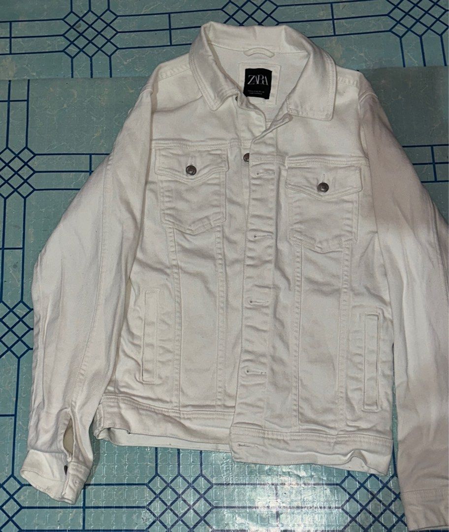 ZARA MENS DENIM JACKET IN WHITE (Category: Coats, Jackets and Outerwear) located in Gapan. Submitted by an.na06 (Listing ID 1413746581, Image 1). Description: Original Zara Men Denim Jacket in Color White. Size Medium Only used once DM ME FOR MORE INFORMATION. .