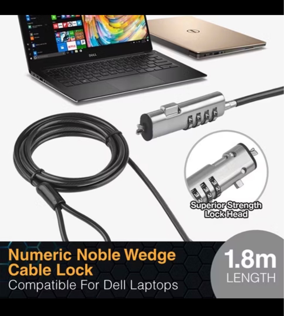 1.8m Numeric Noble Laptop Cable Lock for Dell Laptop, Computers & Tech ...