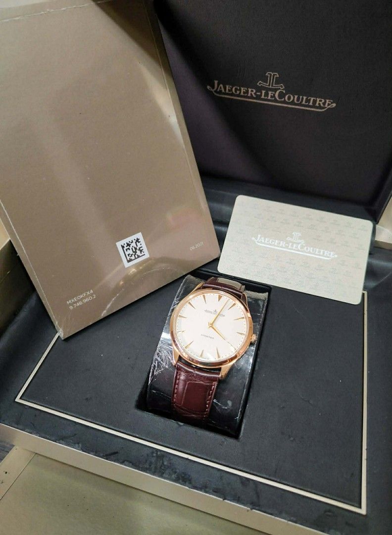 2018 JAEGER LE COULTRE MASTER ULTRA THIN SOLID 18K ROSE GOLD‼️ (Category: Luxury Watches) located in Quezon City. Submitted by timeoutwatches (Listing ID 1413977555, Image 2). Description: 2018 JAEGER LE COULTRE MASTER ULTRA THIN SOLID 18K ROSE GOLD‼️ Price: 598,000 php Complete Set Solid 18k Rose Gold Case & Buckle Model: Q1332511 Case: 41mm Condition: 9.5 / 10 Beige Dial Rose Gold Indices.