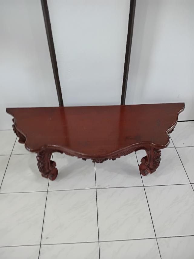 Antique Solid Narra Low Console Table as-is (Category: Tables & Sets) located in Paranaque City. Submitted by turnintocash (Listing ID 1413917538, Image 2). Description: good condition all solid Narra issue- missing carved wood part in front middle area location - Paranaque pls see dimension in photos payment - BPI or Gcash.