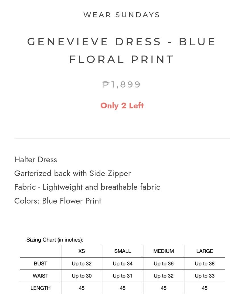 Blue Floral Halter Dress (Category: Dresses) located in Manila. Submitted by belleleds (Listing ID 1413992645, Image 3). Description: • Brand: Wear Sundays (Genevieve Dress) • Size: Medium - can fit a Small • Never used • Bought at P1,899 • Delivery is arranged and shouldered by Buyer.