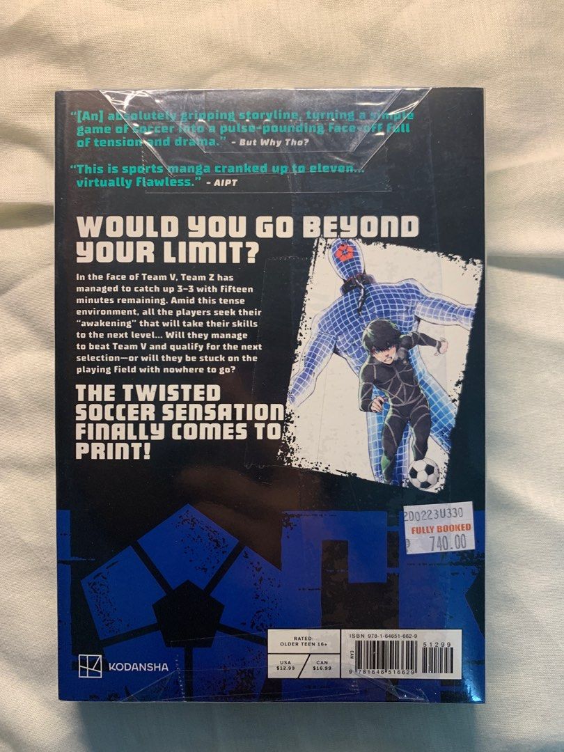 Blue Lock Manga Volume 5 (Category: Comics & Manga) located in Quezon City. Submitted by aedsupremo (Listing ID 1413998192, Image 2). Description: Bought from fully booked at ₱740 (shown sa 2nd pic). Still sealed. Rfs: collected another manga instead.