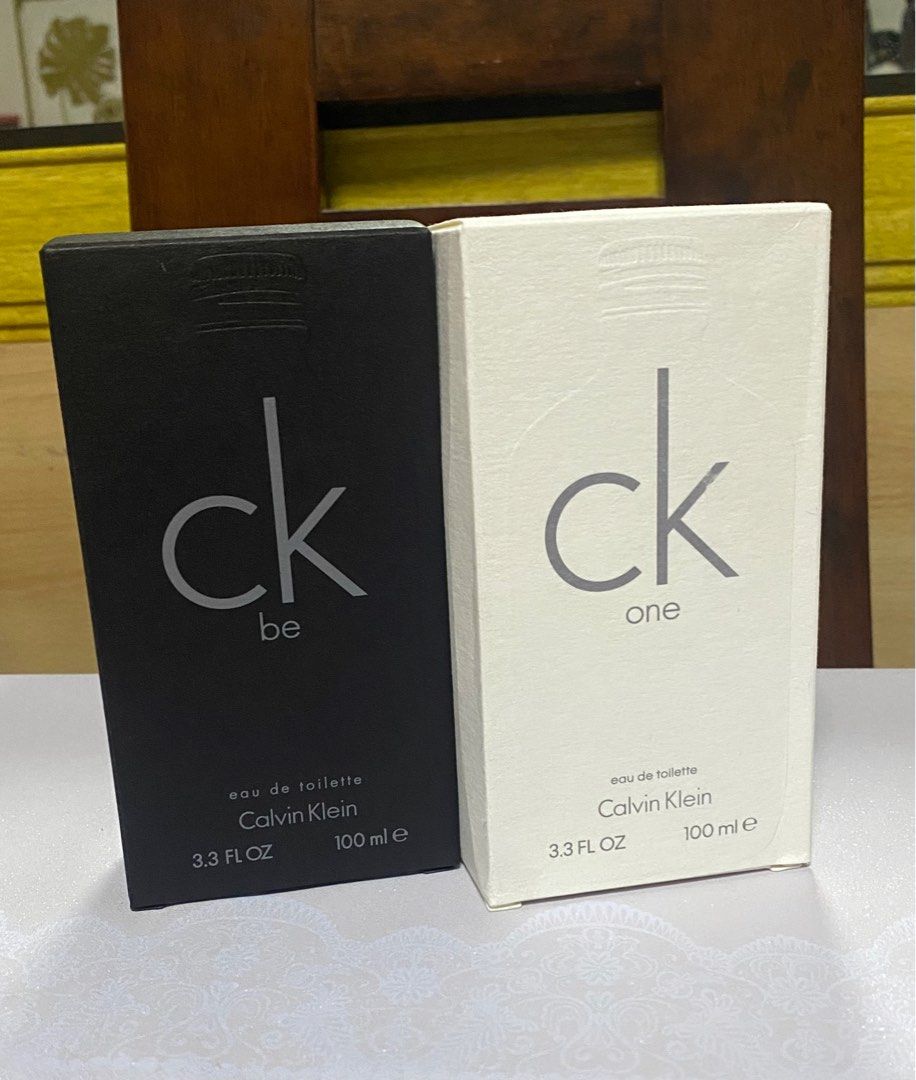 Calvin Klein CK Be & CK One Eau de Toilette (Category: Fragrance & Deodorants) located in Caloocan City. Submitted by rowee27 (Listing ID 1414047739, Image 1). Description: - Calvin Klein Eau de Toilette perfumes - CK Be (black box) and CK One (white box). - Each bottle: 100 ml / 3.3 FL OZ. - Type: Eau de Toilette..