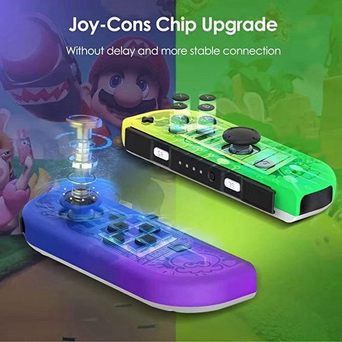 Controller for Switch JoyCons (Category: Controllers) located in Singapore. Submitted by whotfisthat (Listing ID 1413998788, Image 2). Description: - controllers for Nintendo Switch Joy-Cons - Features: - 6-axis gyro sensor - Wake Up Function - Screenshot Function - 360° Joystick - Support Upgrade - Dual Vibration - Vibrant design - Compatible with Switch Sports games There are options for the designs: Pikachu Pokemon Green(L)Blue(R) Purple&Orang