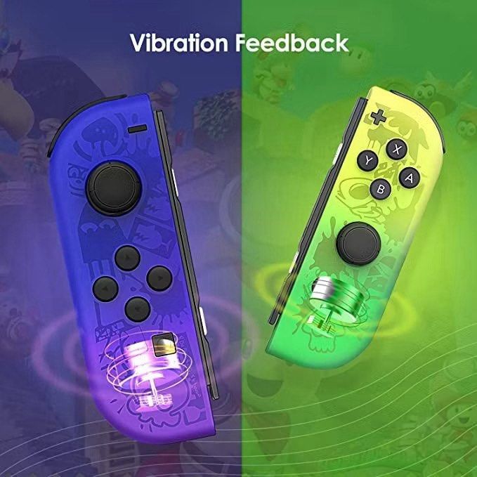 Controller for Switch JoyCons (Category: Controllers) located in Singapore. Submitted by whotfisthat (Listing ID 1413998788, Image 3). Description: - controllers for Nintendo Switch Joy-Cons - Features: - 6-axis gyro sensor - Wake Up Function - Screenshot Function - 360° Joystick - Support Upgrade - Dual Vibration - Vibrant design - Compatible with Switch Sports games There are options for the designs: Pikachu Pokemon Green(L)Blue(R) Purple&Orang