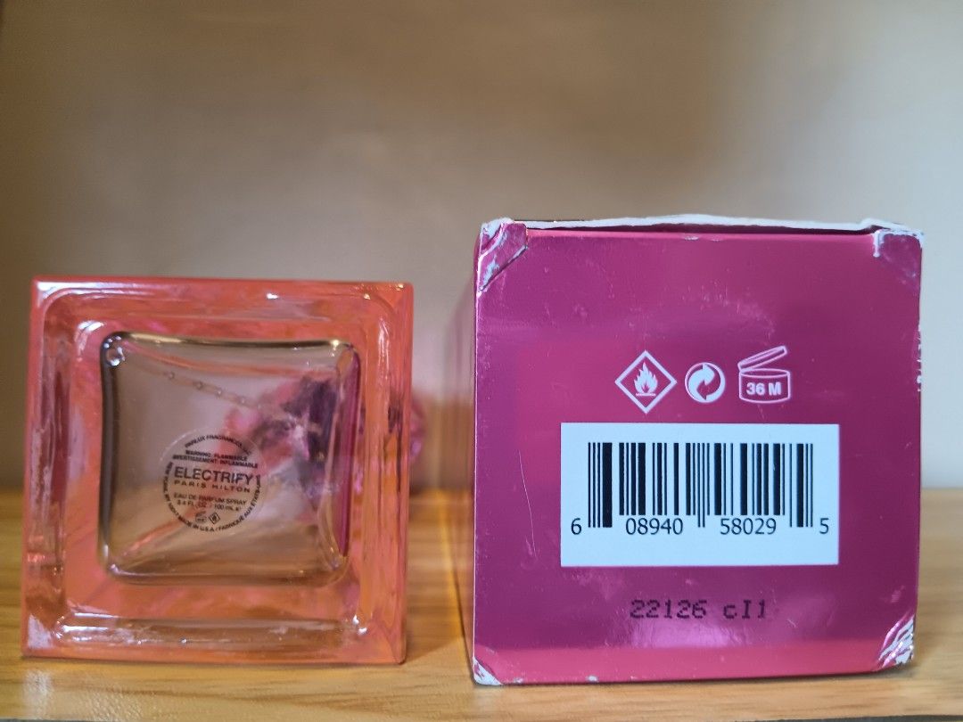 EMPTY BOTTLE - Paris Hilton Electrify Eau de Parfum 100ml (Category: Fragrance & Deodorants) located in Manila. Submitted by declutteraf (Listing ID 1413904306, Image 3). Description: Negotiable Empty Paris Hilton Electrify Eau de Parfum. 100ml bottle. Eau de Parfum spray..