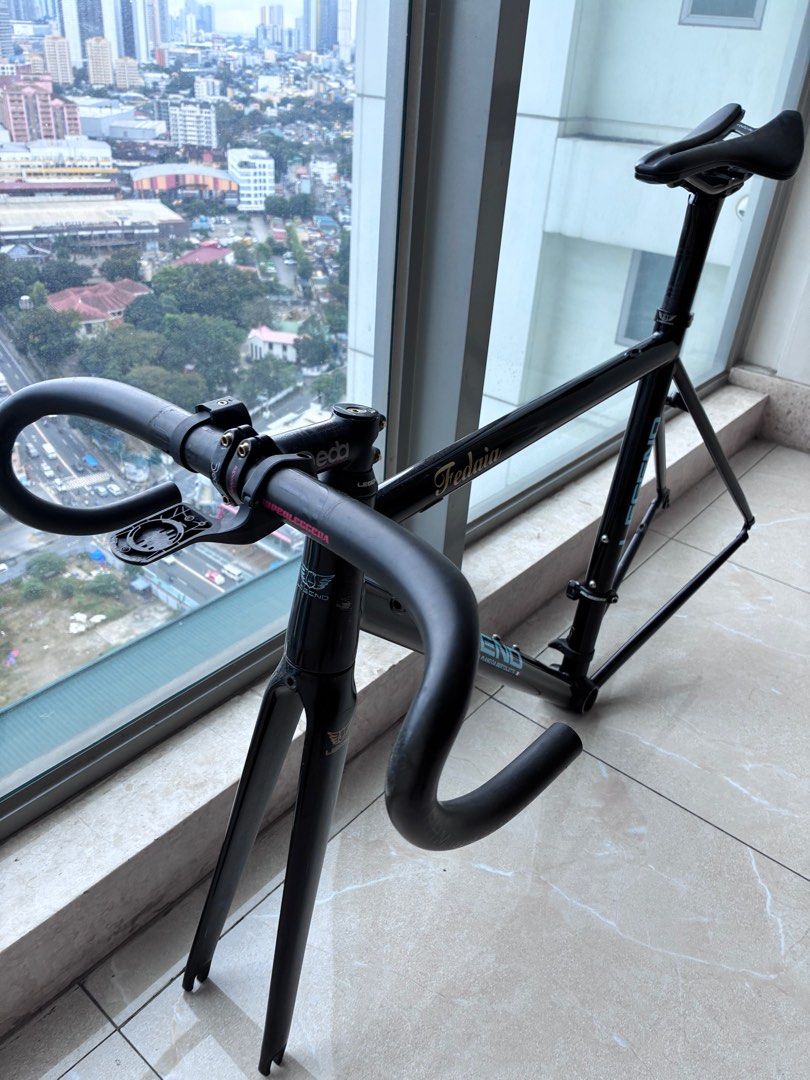 Legend by Bertoletti Frameset (S/M) (Category: Bicycles) located in Mandaluyong City. Submitted by jaycerji68719 (Listing ID 1413875477, Image 2). Description: Bespoke frameset from Bergamo, Italy. Lightweight steel frameset. Internal cabling. Rim. With deda superleggero cockpit and mitora saddle. 52 - top tube 51 - seat tube tiny dent on top tube but hardly noticeable regretful sale but must move on. cancelled project. Mandaluyong .