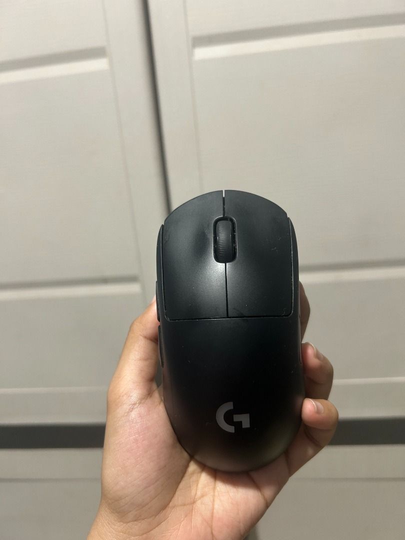 Logitech G Pro Wireless Mouse (LOWEST PRICE ) (Category: Mouse & Mousepads) located in Quezon City. Submitted by grapescout (Listing ID 1414039097, Image 2). Description: - Logitech G Pro Wireless mouse - Color: Black - Includes original box - Has cosmetic issues on the wheels but still works really well - complete set.