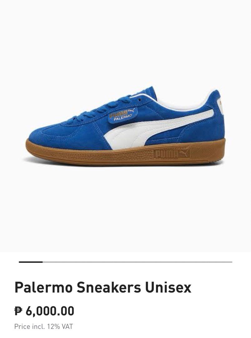 PUMA Palermo Sneakers - Cobalt Blue (Category: Sneakers) located in Quezon City. Submitted by v.etc (Listing ID 1413972874, Image 2). Description: - Puma Palermo sneakers - Color: Cobalt Blue - Unisex - Size: US 6.5, UK 5.5, EUR 38.5, 24.5 cm - Gum sole - Used once or twice only, legit 10/10 condition - No box (I don’t keep boxes sorry) - Originally bought for PHP 6,000 Open for negotiation, but no lowballers.
