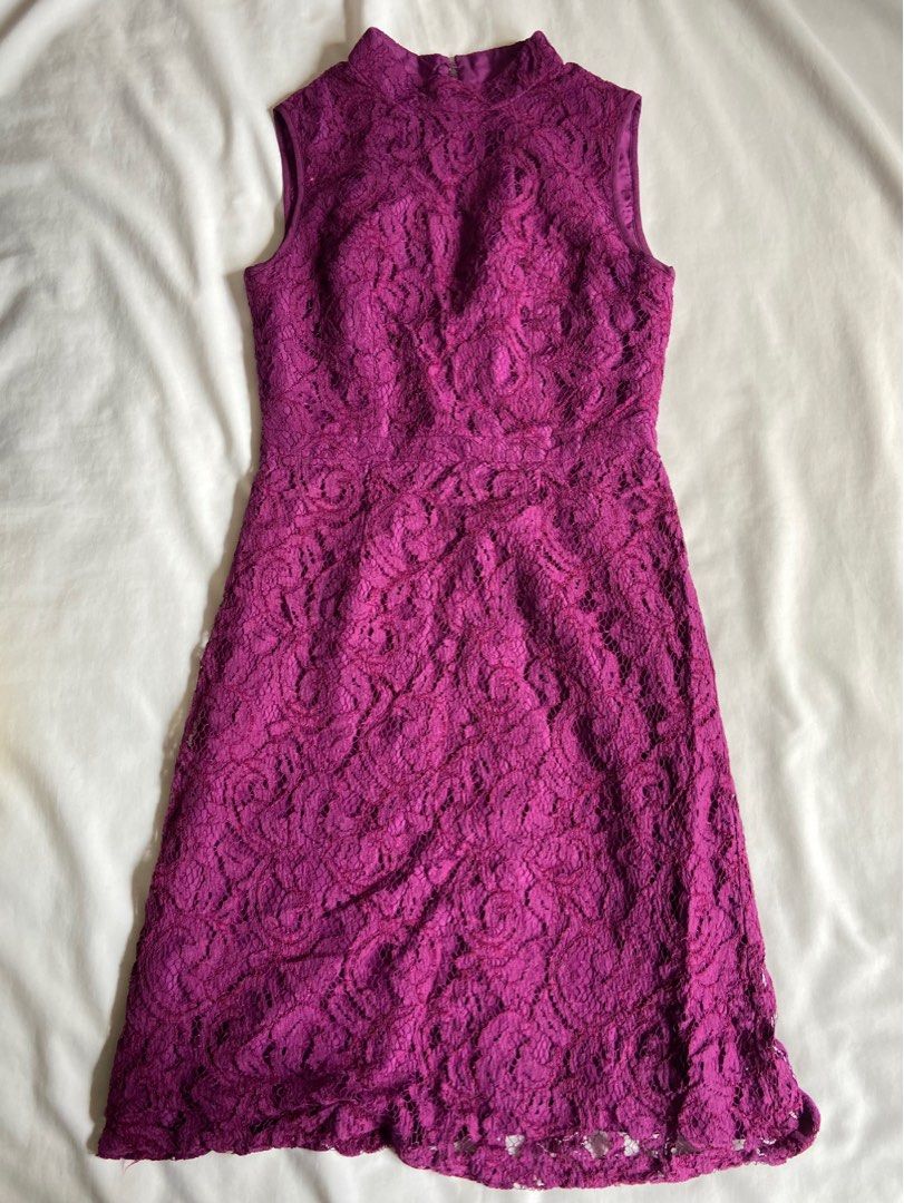 Purple Lace Mini Dress (Category: Dresses) located in Bulacan. Submitted by thriftbin (Listing ID 1413898785, Image 2). Description: lace dress w back zip closure size S measurements: b 30" W 26" L 35" ( from shoulder) No when worn pic ‼️Fixed price *ONLY OFFER IF SURE BUYER ship via J&T / sdd loc: bulacan.