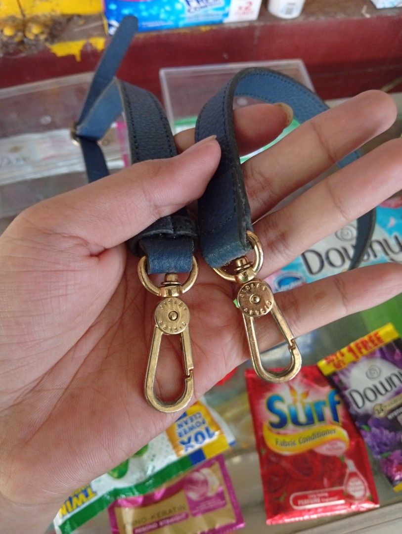Sisley Authentic Blue Leather Bag Strap (Category: Cross-body Bags) located in Manila. Submitted by hermosa_la_tienda (Listing ID 1413880126, Image 3). Description: - Blue leather bag strap - Gold-hardware - buckle faded - Includes buckle and clasps - Textured leather material - Compatible with various bags source: online lived selling .